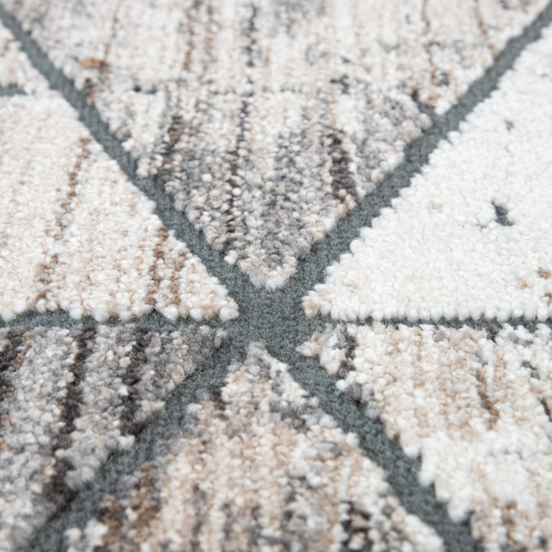 Tapis gris à motif géométrique Kabat, Rectangle 7 pi 10 po x 11 pi 2 po