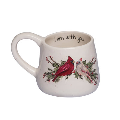 Ceramic Coffee Mug Cardinal Couple, White, Ceramic, Table, Kitchen, Christmas, Drinkware