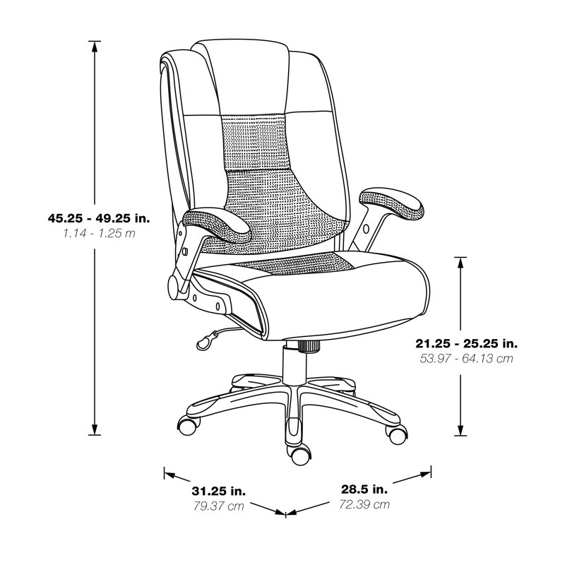 Charcoal Grey Executive Leather Office Chair with Adjustable Arms