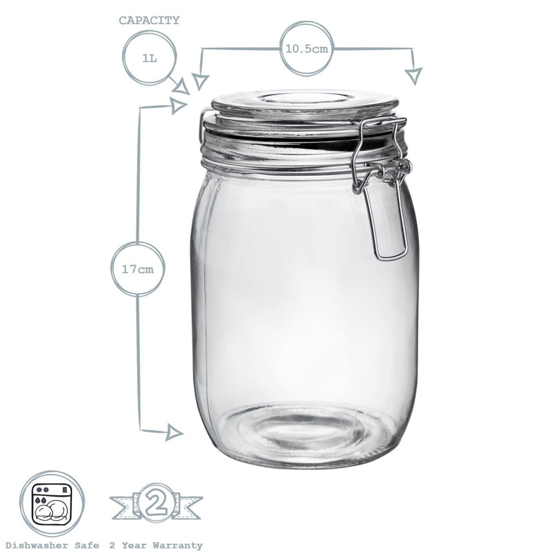 Glass Jar - Set of 3, 17cm H x 10.5cm W x 10.5cm D