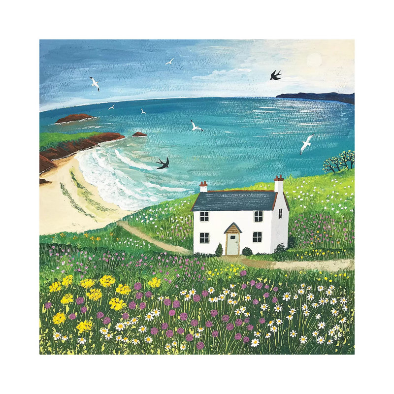 Seaside Cottage by Jo Grundy - Wrapped Canvas Painting, 45.72 cm H x 45.72 cm W x 1.91 cm D
