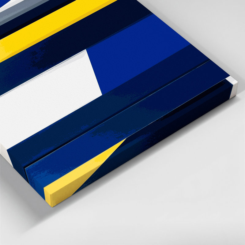 «Hard Edge», art mural bleu sur toile 68, H 11 po x l 14 po