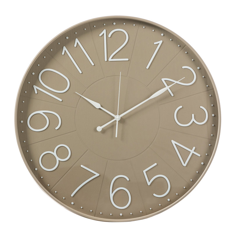 Horloge murale ronde 23,5 po Stonehaven, Taupe