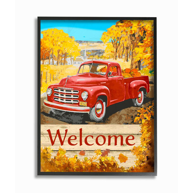 « welcome red truck automne design landscape » par le samedi soir, impression, H 30 po x l 24 po x P 1,5 po