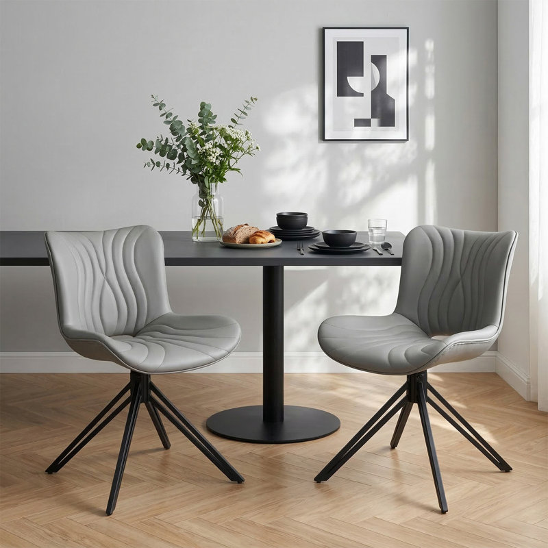Chaises de salle à manger pivotantes de style moderne Mid-Century rembourrées, Gris