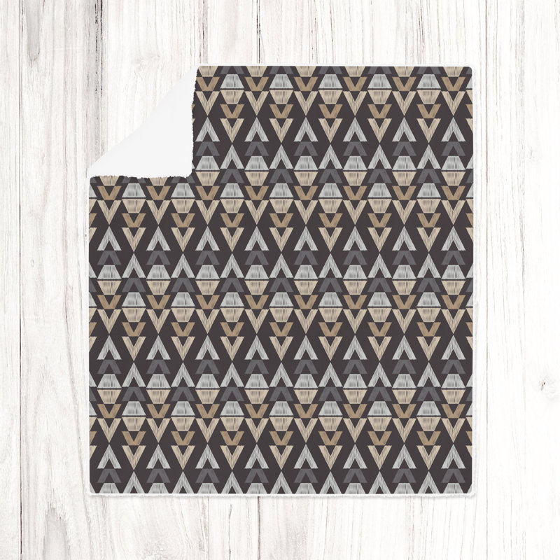 Throw Blanket, 51" W x 60" L, Striped/Abstract, Brown/Gray