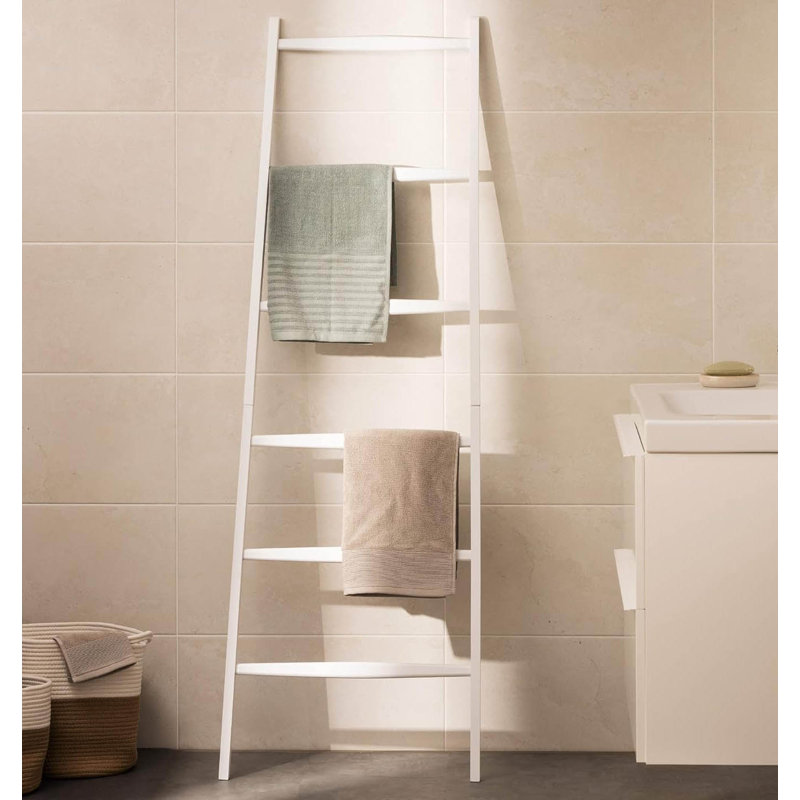 Wood Freestanding Towel Stand, White