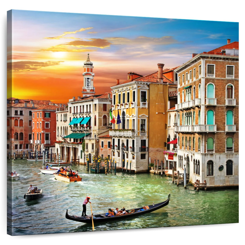 Nicci Venice Buildings And Gondolas, 16" H x 16" W