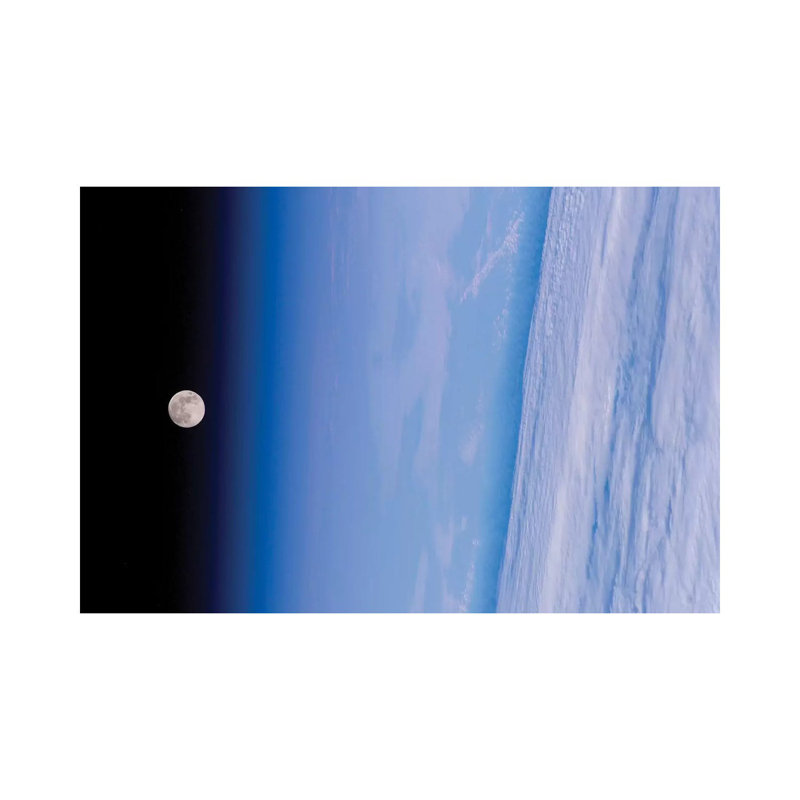 A Full Moon Above Earth's Horizon and Airglow 1 Piece Wrapped Canvas Wall Art, 20.32 cm H x 30.48 cm W