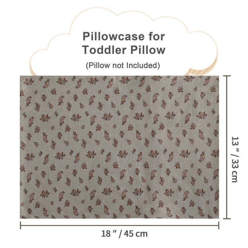 Toddler Pillowcase - Jersey Cotton Crib Size, Dark Gray Floral 2