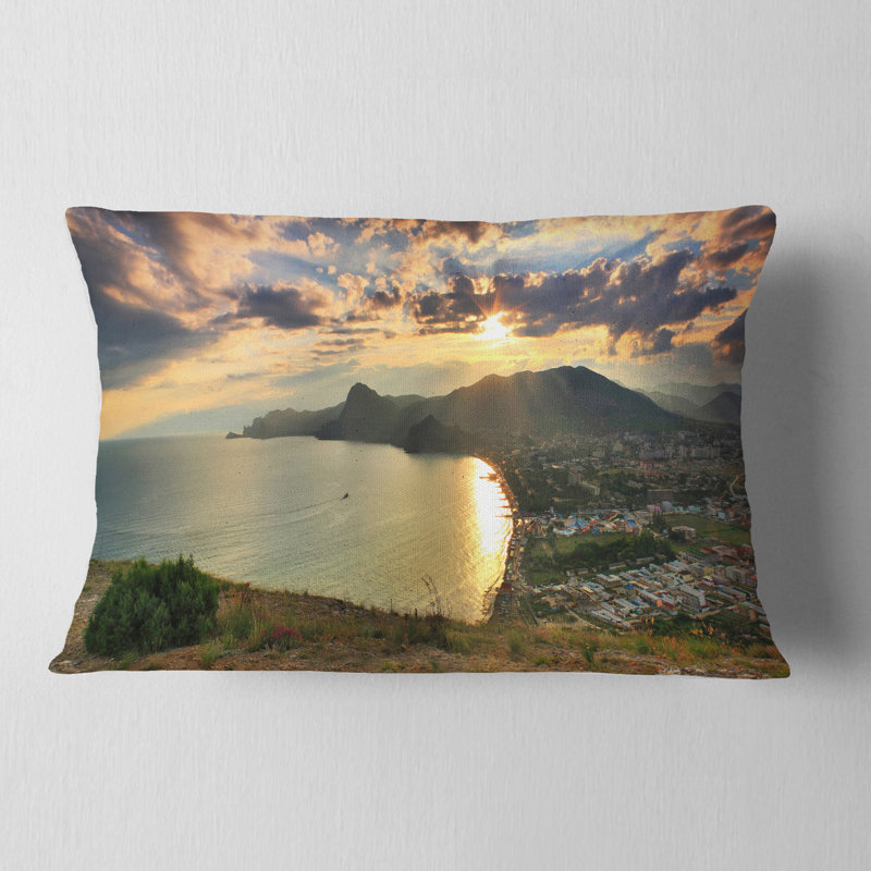 Coussin lombaire en mer seascape du haut du coussin hill