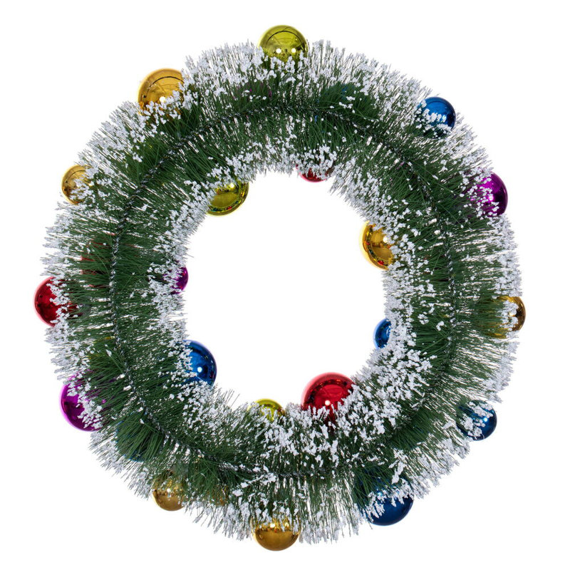  Boules de couronne givrées 18 po., Bleu foncé / rouge, H 18 po x l 18 po x P 5,5 po, Vert