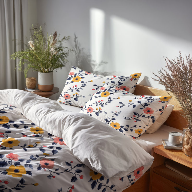 Ensemble de literie Country Farmhouse 4 pièces - Ensemble d'édredon patchwork rose et jaune