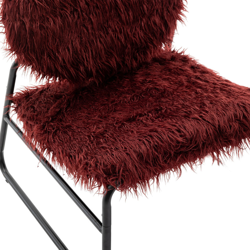 Fauteuil d'appoint industriel Nipote, Fausse fourrure rouge Claret
