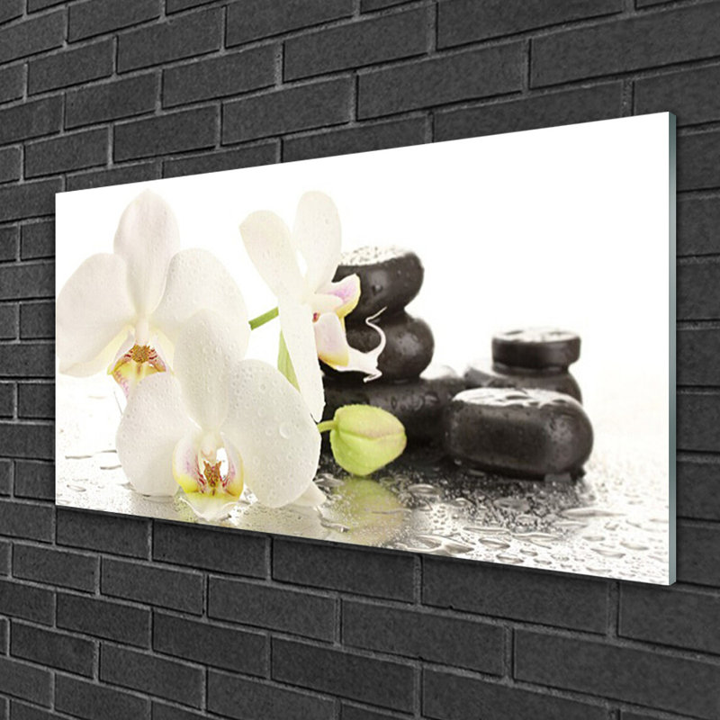 Flower Stones 1 Piece Wall Art on Glass