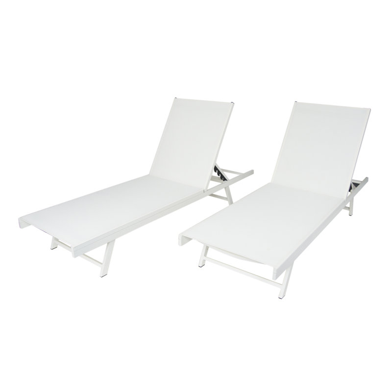 Ensemble de 2 chaises longues de patio réglables en acier
