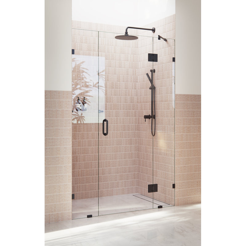 Stellar 53.25 in. x 78 in. Fully Frameless 3 Panel Inline Hinge Shower Door, Matte Black
