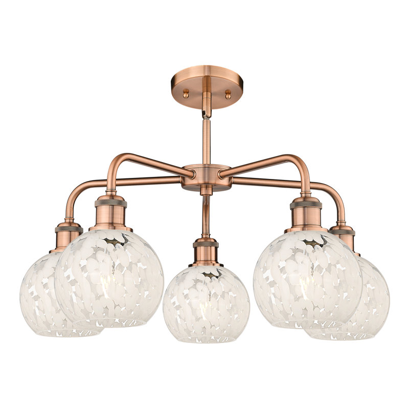 Bellagrace 5 - Light Dimmable Globe Chandelier, Antique Copper, 13.5" H x 24" W x 24" D