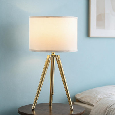 Lampe de table moderne à trépied réglable en laiton / or brillant 35,5 "- 25,75" H