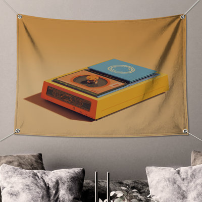 Retro Record Player Wall Tapestry -  Turntable Wall Decor