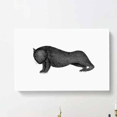 Wombat Illustration In Black And White - Wrapped Canvas
