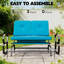 Banc de patio bleu avec assise confortable, filet respirant et, pour les réceptions en plein air, filet mesurant 396 lb, coussins idéaux pour les rassemblements, l 47,25 po x P 29,5 po, H 32,25 po