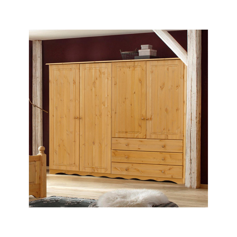 Rolla 4 Door Solid Wood Wardrobe, Brown