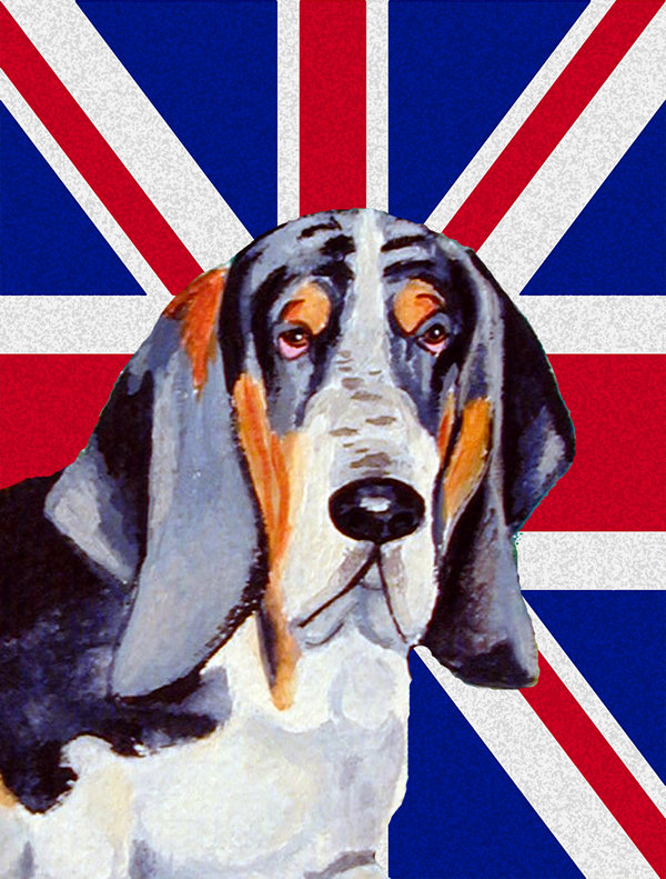40 x 28 po en polyester britannique 2 faces english union jack drapeau maison, Basset hound 1