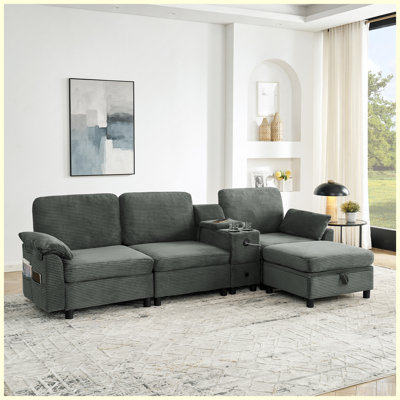 Modern Modular Sectional Sofa with Storage Gray