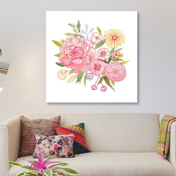 « rose pétales ii », impression sur toile, H 12 po x l 12 po x P 0,75 po, Toile tendue, Pas de tapis