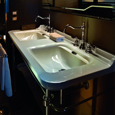 WS Bath Collections Waldorf 21.7'' Glossy White/Chrome Ceramic Rectangular Bathroom Sink with Overflow