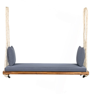Hanging Porch Swing Chair With Cushion & Pillows – 10.8FT Rope Outdoor Swing For Garden & Backyard