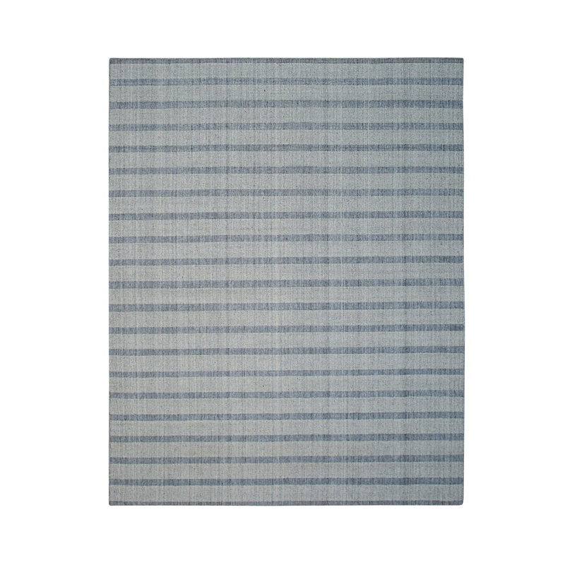 Tapis contemporain gris / gris en laine noué à la main, Rectangle de 10 pi x 14 pi