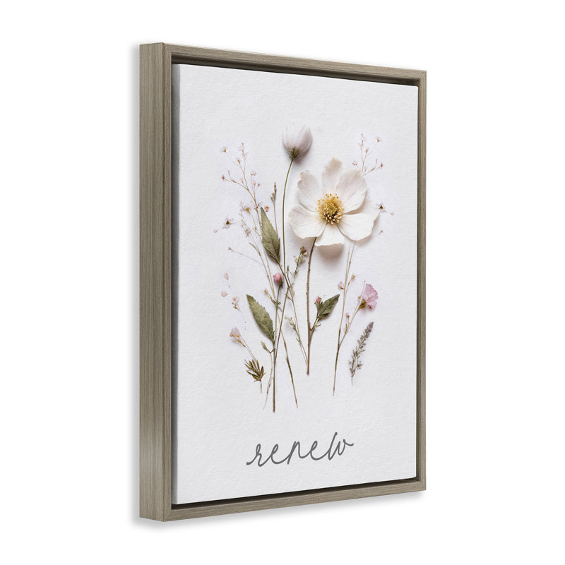 Cadre flottant Pressed Flowers Renew, design par Lettré et doublé, Cadre flottant orme Montalcino, H 21 po x l 17 po