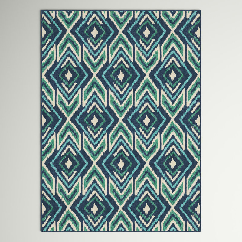 Tapis bleu marine intérieur / extérieur Jacobo Southwestern, Rectangle 3 pi 7 po x 5 pi 6 po