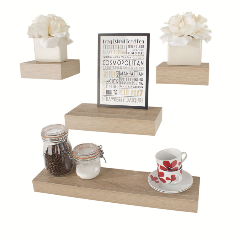 Hudson Shelf Kits, 4 Piece Wall Shelf Kits, Oak