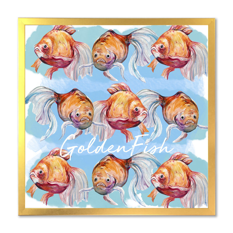 " Fish III ", Gold Picture Framed, 30" H x 30" W x 1" D