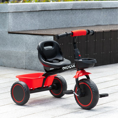 Tricycle pour tout-petits de 2 à 5 ans avec siège réglable, vélo pour tout-petits avec paniers de rangement
