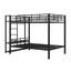 Full Over Full Bunk Bed With Storage Mesh Shelves And Clothes Hooks, Metal Bunk Bed Frame With LED Light-342819563