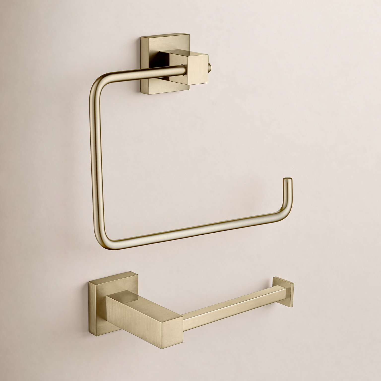 Cube 2-Piece Bathroom Hardware Set, Brushed Gold