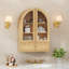 Armoire murale de salle de bain avec portes en verre, armoire à pharmacie en bois avec tablette réglable, armoire suspendue arquée pour salle de bain, salon, naturel-1261555599