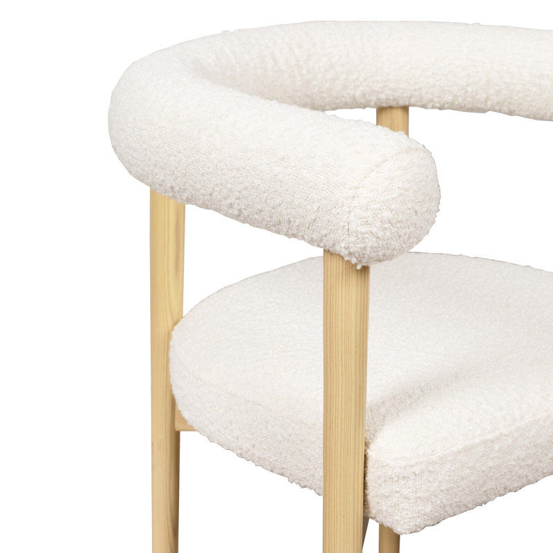 19'' H Upholstered Armchair, White, Wood