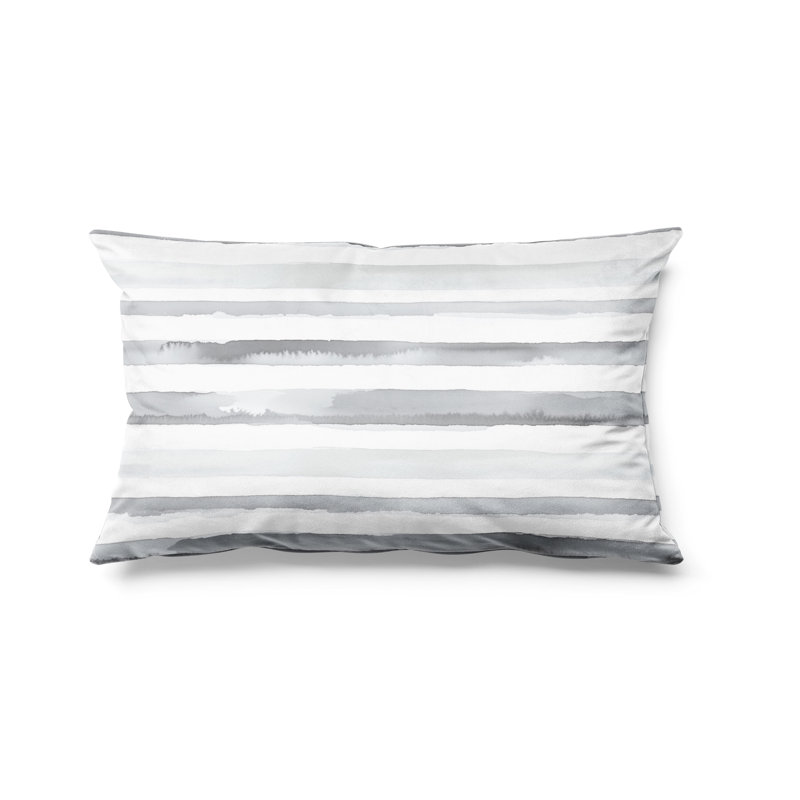 Coussin décoratif à rayures - Coussin gris à rayures modernes, H 12 po x l 20 po