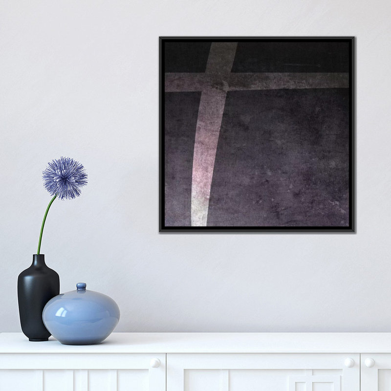 Art textuel sur toile tendue en noir, H 18 po x l 18 po x P 1,5 po, Toile avec cadre noir, Pas de tapis