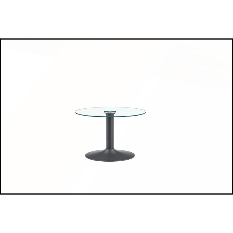 Table basse de 27,5 pouces en verre trempé avec base en métal noir pour la vie moderne