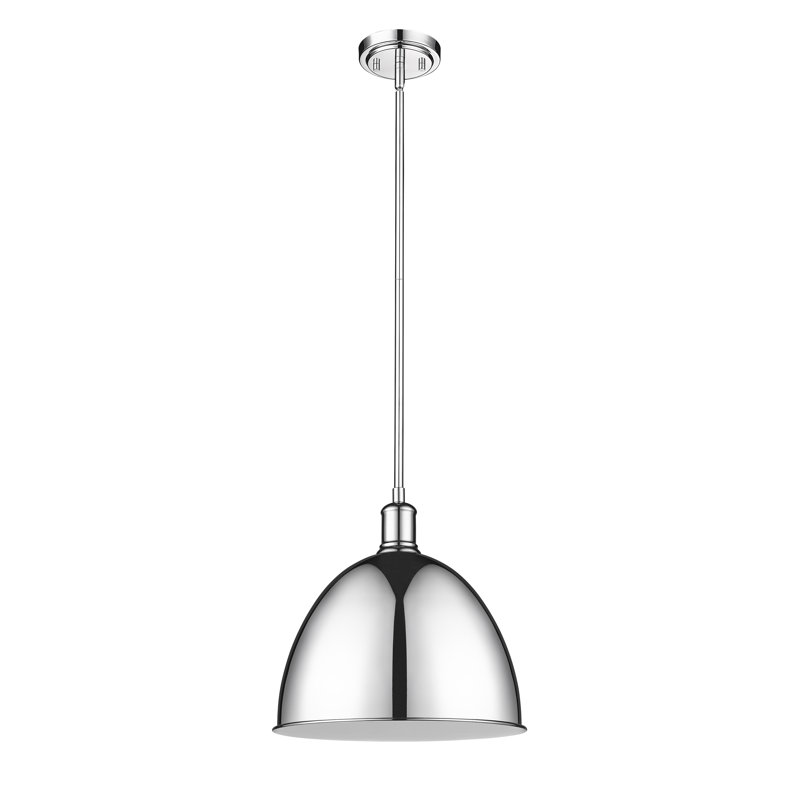 Waldon 1-Light Dimmable Single Pendant , 12.5" H x 12.5" W, Chrome