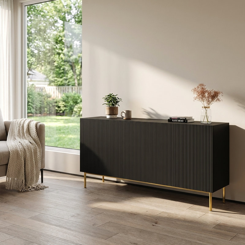 Nicole 74.8" Sideboard with Matte Finish, Black