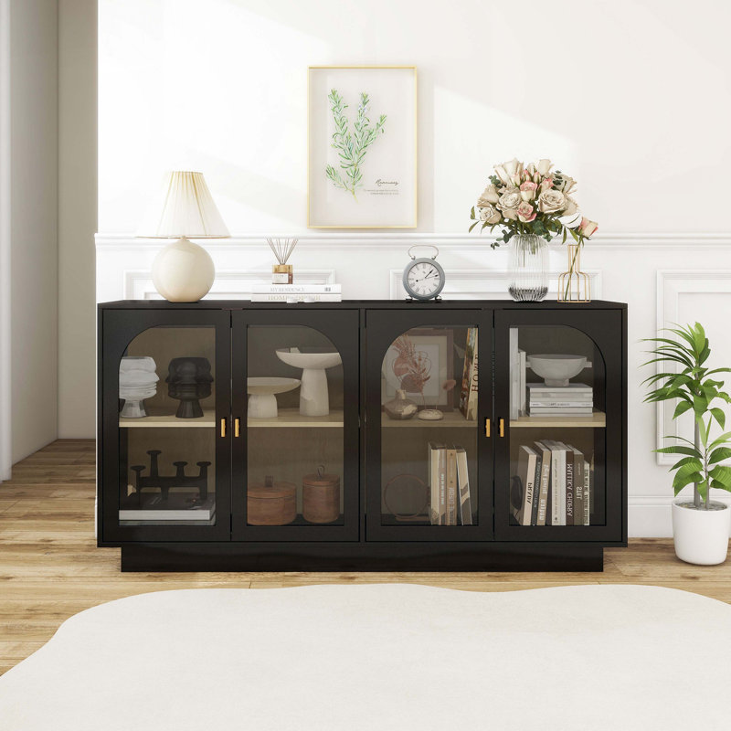 Console en bois avec porte, tablettes