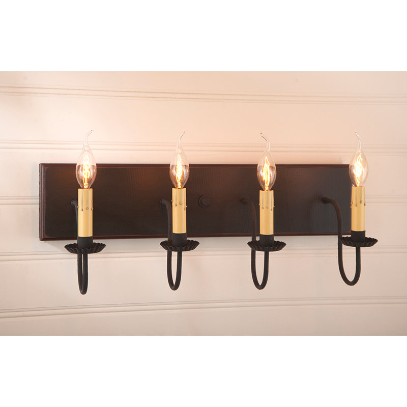 Kinney 4 - Light Dimmable Vanity Light, Sturbridge Black with Red