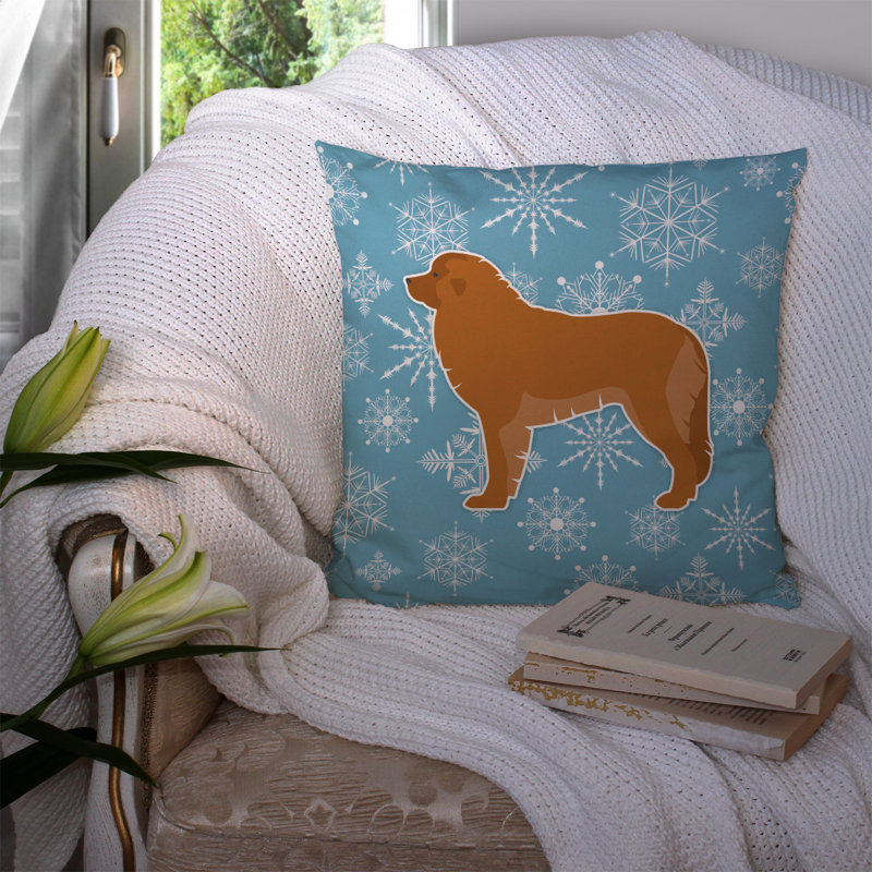 Coussin intérieur/extérieur en flocons d’hiver, H 14 po x l 14 po x P 3 po